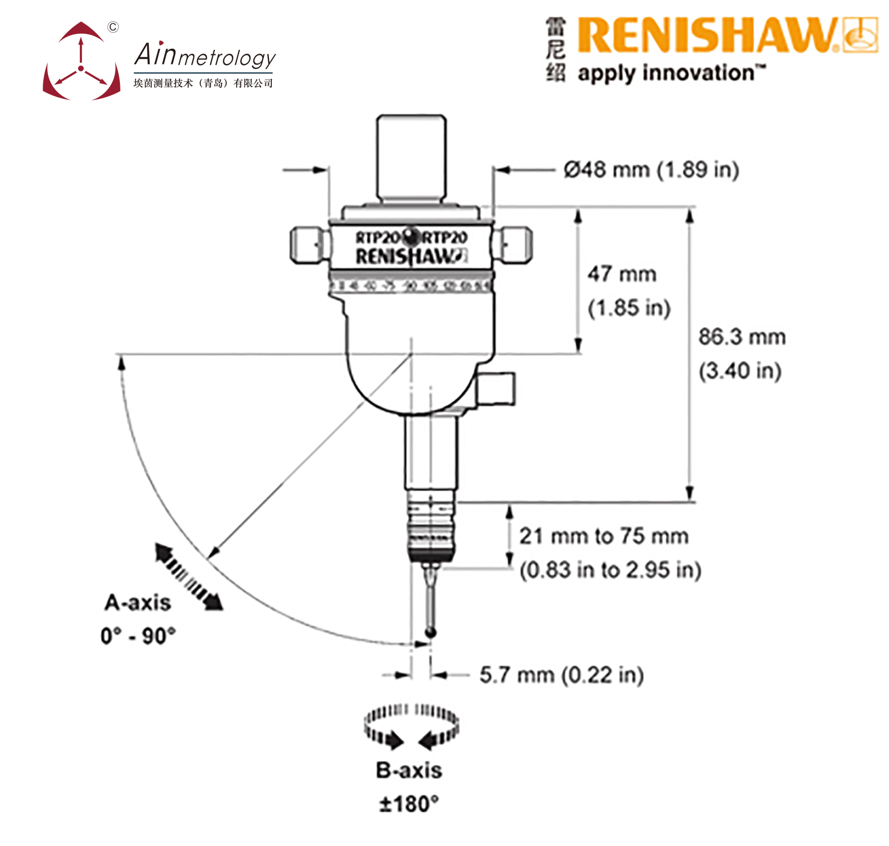 RENISHAW RTP20 半自动三坐标测头座